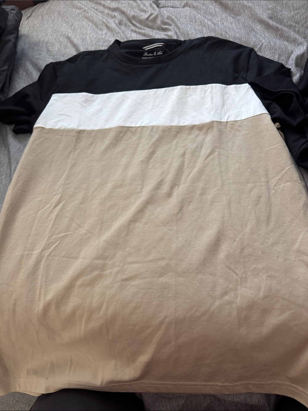 Pride & Soul Men’s Colorblock Crewneck Tee in Black, White & Beige